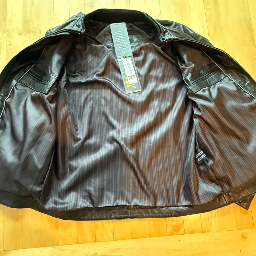 Emanuel Ungaro New Zealand Lamb skin mens extra large black jacket, NWT - Picture 12 of 13